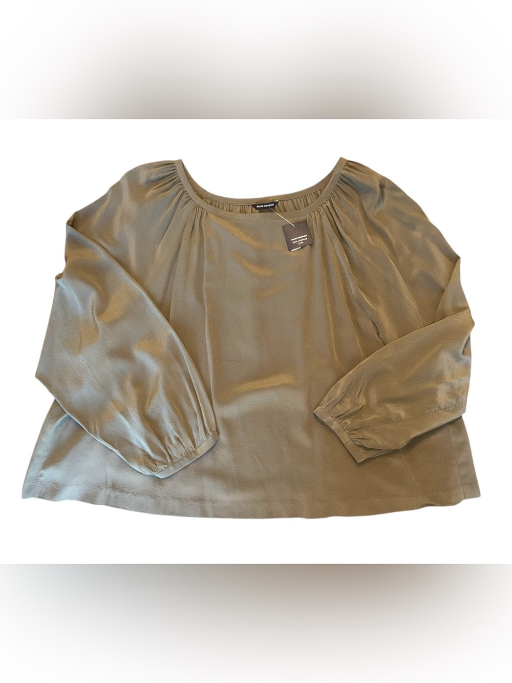 Club Monaco Olive Green Long Sleeve Bolari Top Blouse NWT Size Large